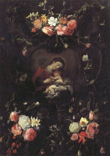 Garland of Flowers,with the Virgin and Child